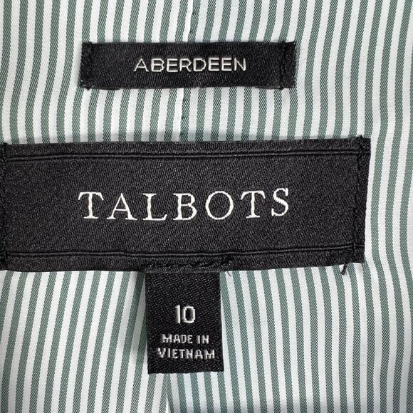 Talbots Aberdeen Womens 10 Teal Blazer Navy Trim Gold Crest Buttons Yacht Jacket - Picture 4 of 16